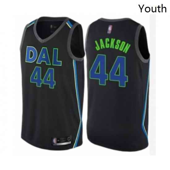 Youth Dallas Mavericks 44 Justin Jackson Swingman Black Basketball Jersey City Edition
